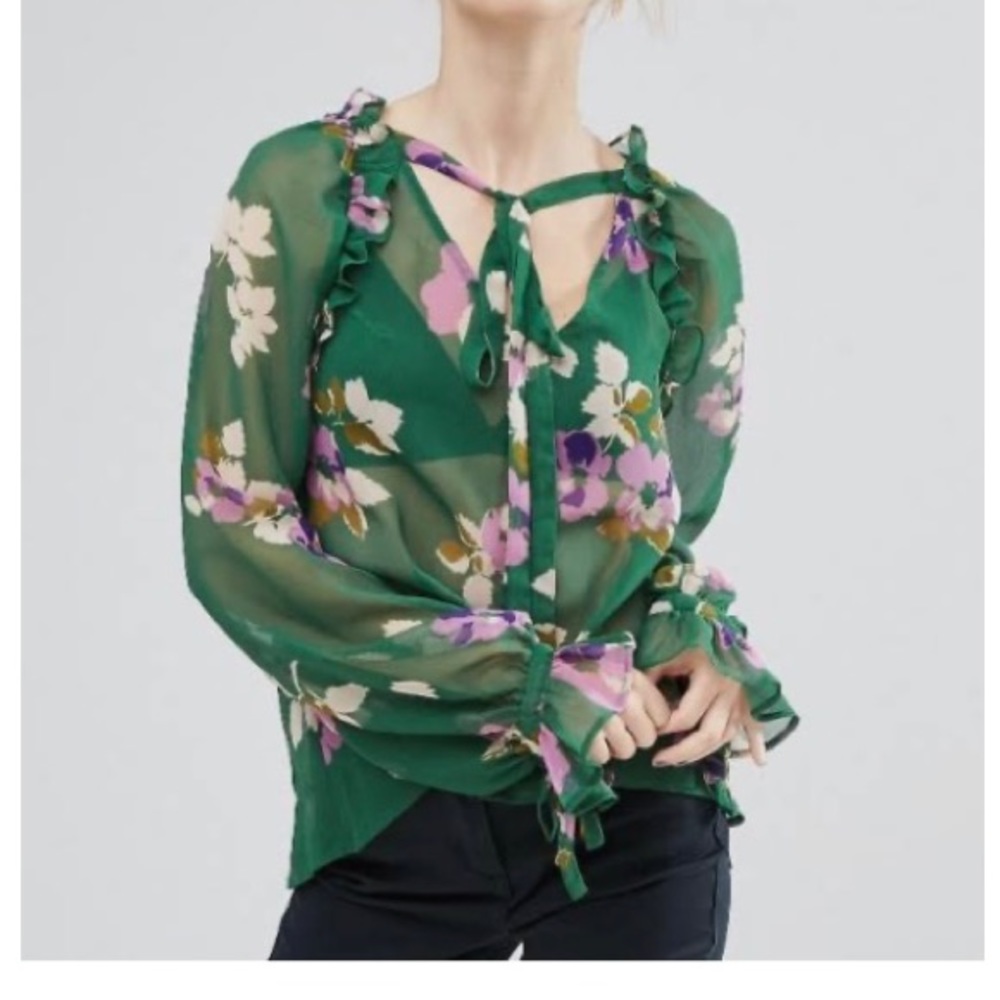 ASOS sheer green blouse